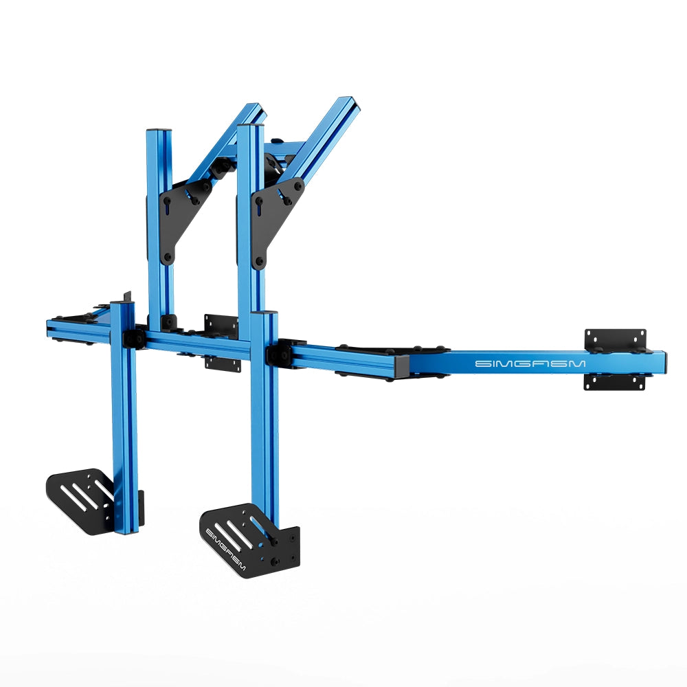 SIMGASM Core Integrated Quad Monitor Stand VESA 75/100 in blue, opposite angle