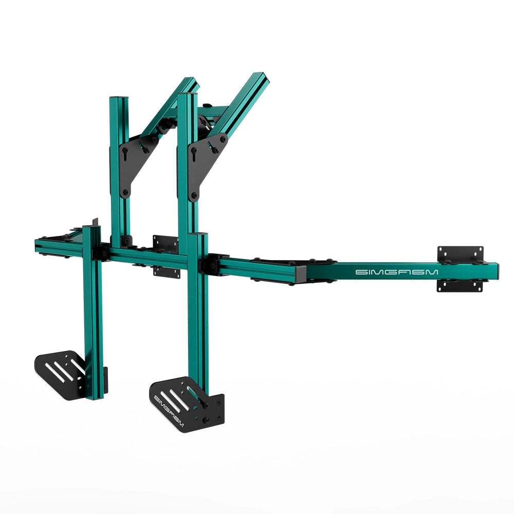 SIMGASM Core Integrated Quad Monitor Stand VESA 75/100 in green, opposite angle