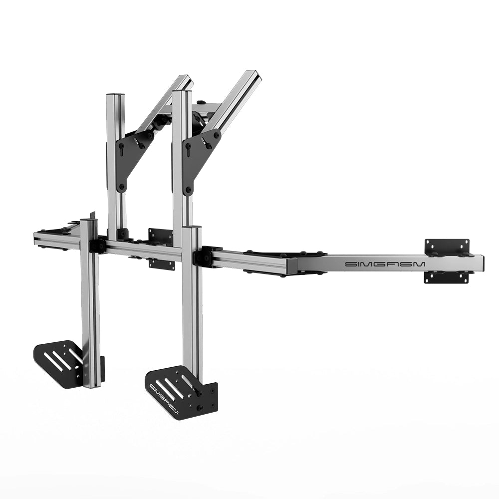 SIMGASM Core Integrated Quad Monitor Stand VESA 75/100 in silver, opposite angle