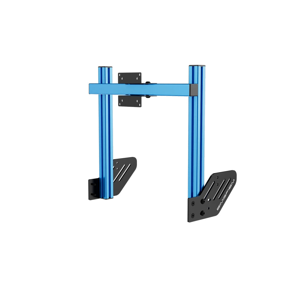 SIMGASM Core Integrated Single Monitor Stand VESA 75/100 in blue, angled view