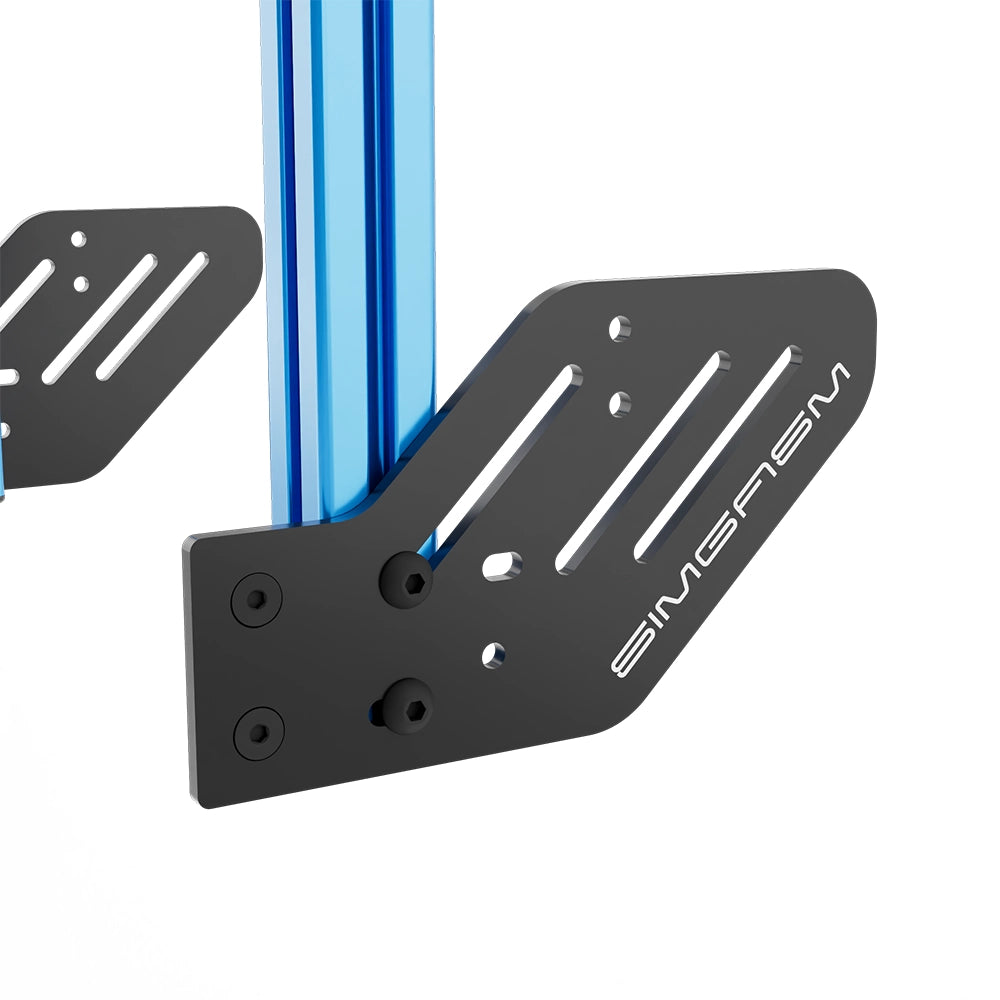SIMGASM Core Integrated Single Monitor Stand VESA 75/100 in blue, mounting detail