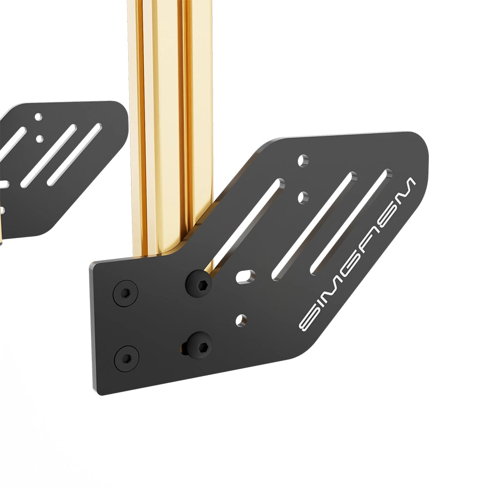 SIMGASM Core Integrated Single Monitor Stand VESA 75/100 in gold, mounting detail