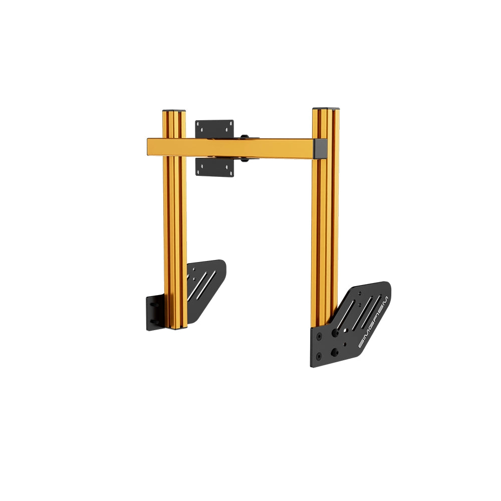 SIMGASM Core Integrated Single Monitor Stand VESA 75/100 in orange, angled view