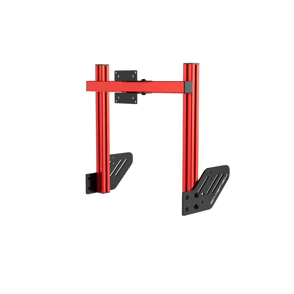 SIMGASM Core Integrated Single Monitor Stand VESA 75/100 in red, angled view