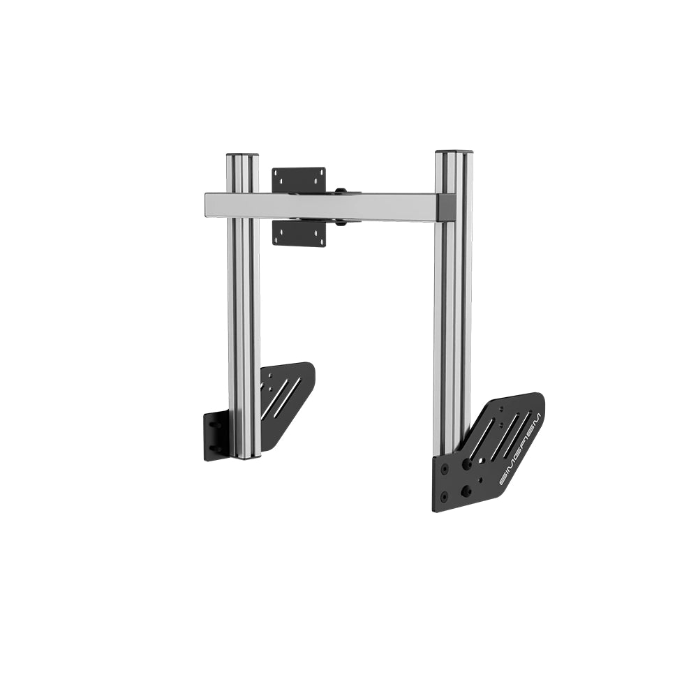 SIMGASM Core Integrated Single Monitor Stand VESA 75/100 in silver, angled view