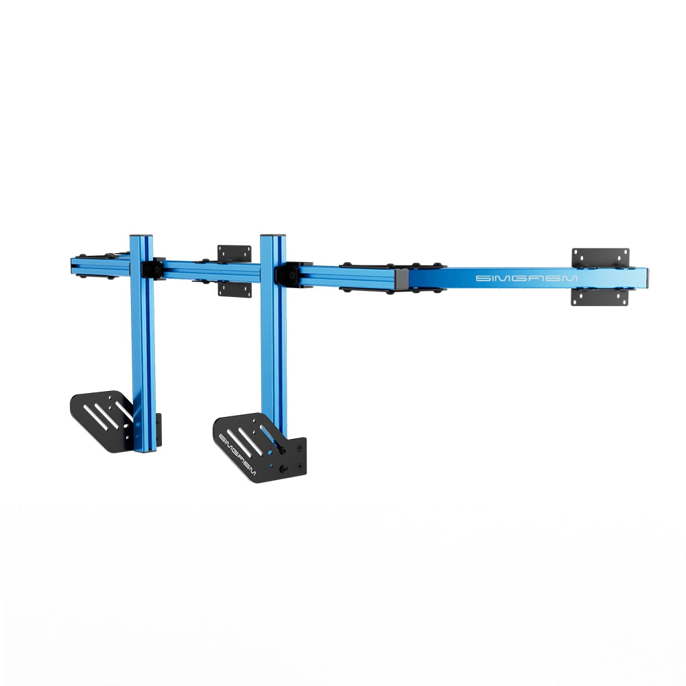 SIMGASM Core Integrated Triple Monitor Stand VESA 75/100 in blue, opposite angle