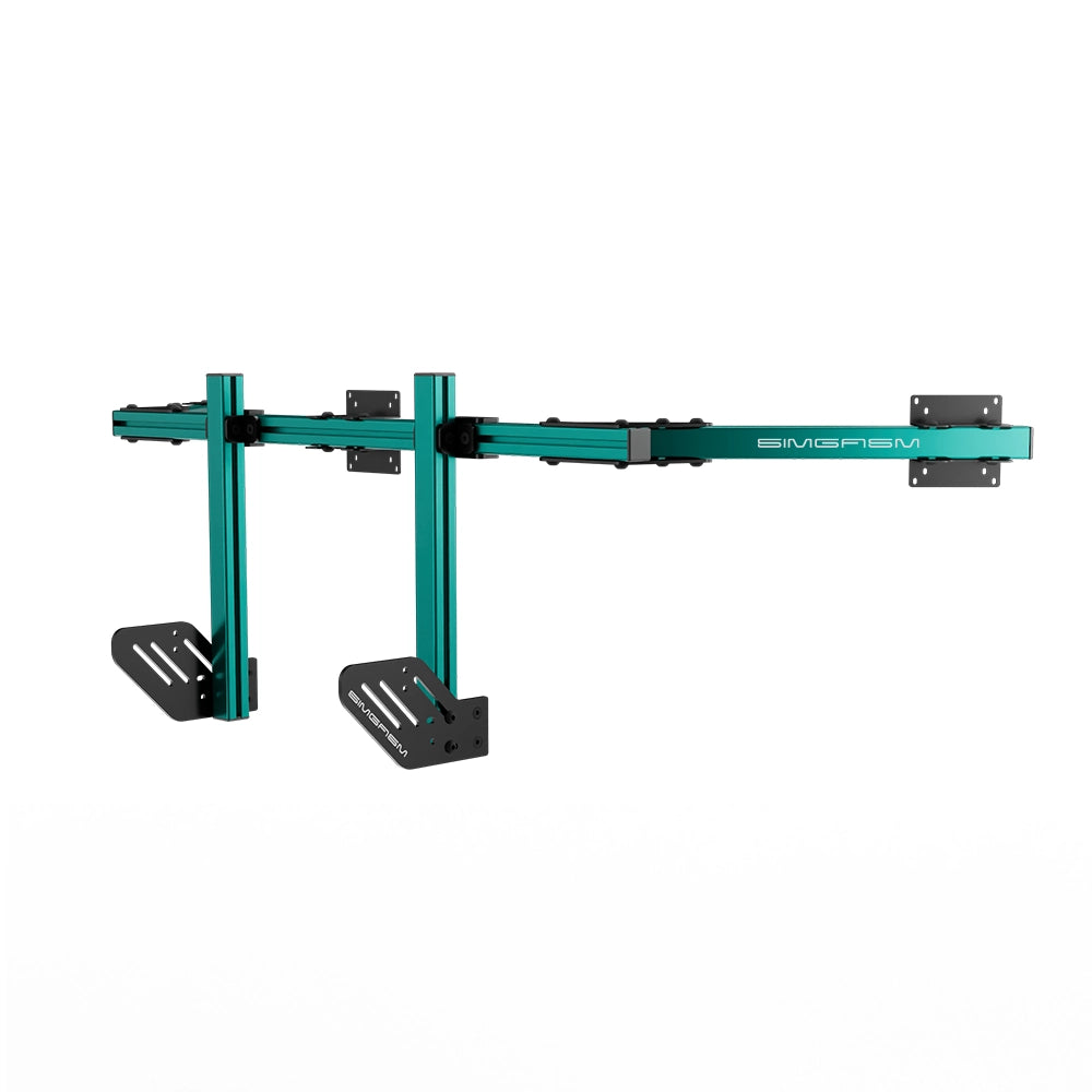 SIMGASM Core Integrated Triple Monitor Stand VESA 75/100 in green, opposite angle