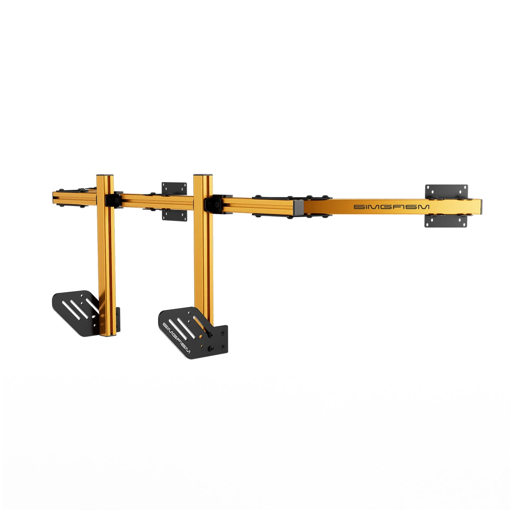 SIMGASM Core Integrated Triple Monitor Stand VESA 75/100 in orange, opposite angle