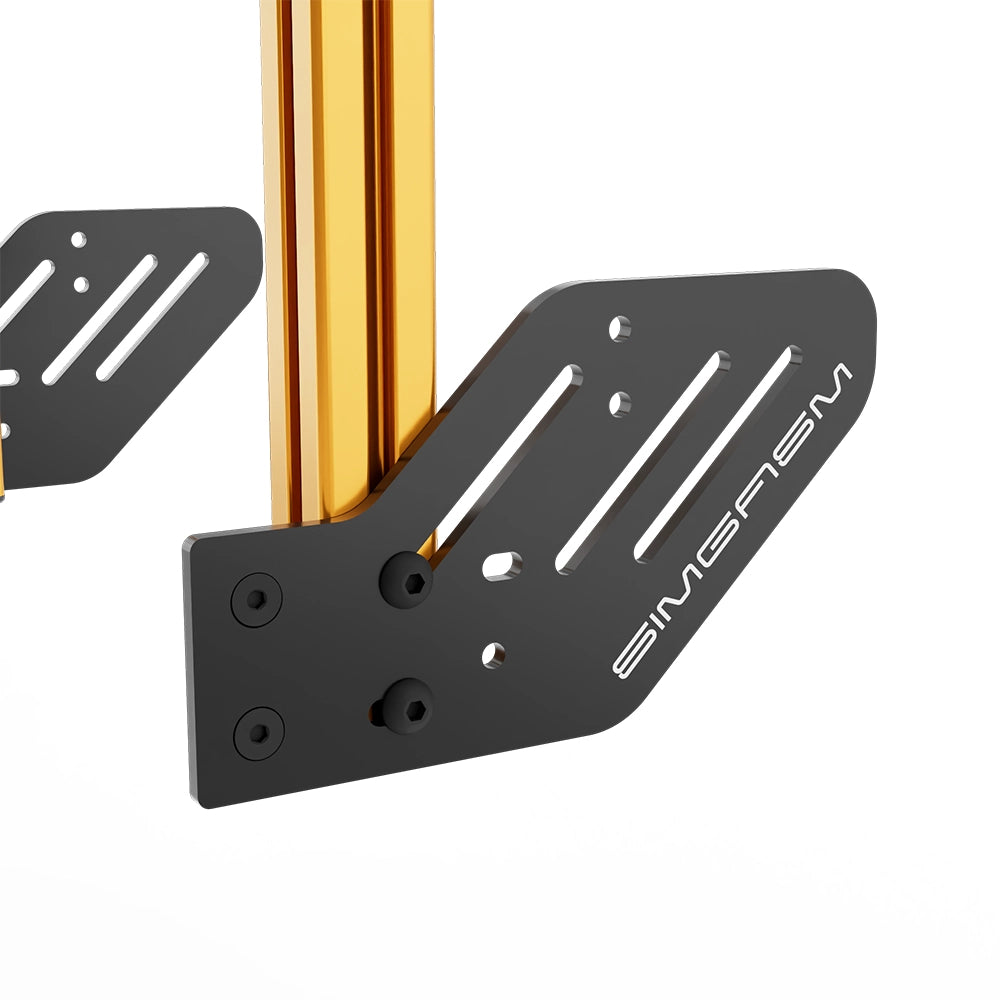 SIMGASM Core Integrated Triple Monitor Stand VESA 75/100 in orange, mounting detail