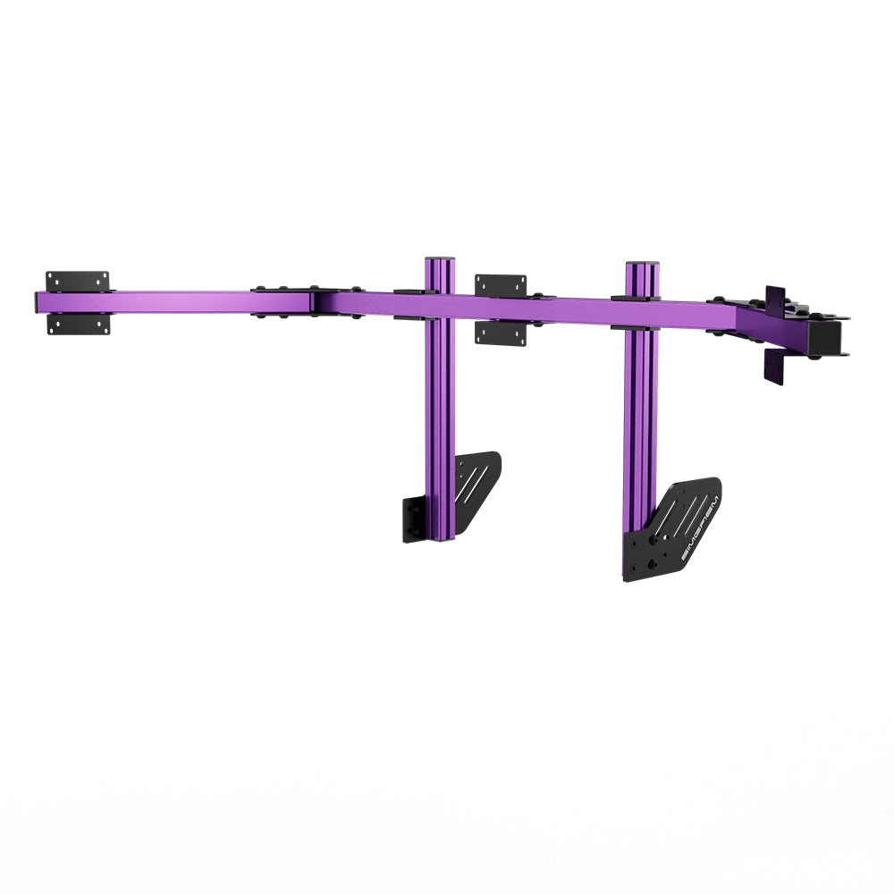 SIMGASM Core Integrated Triple Monitor Stand VESA 75/100 in purple, angled view