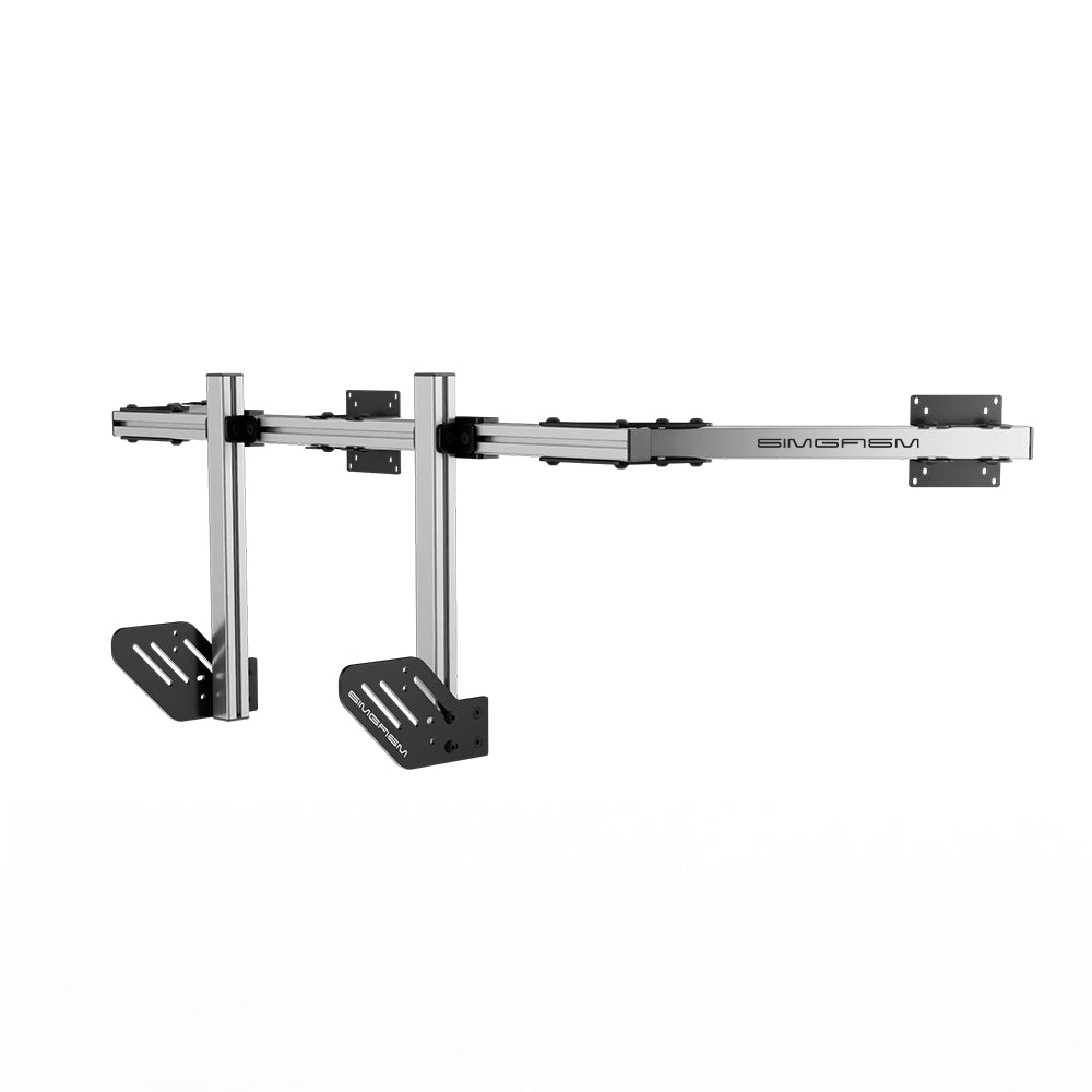 SIMGASM Core Integrated Triple Monitor Stand VESA 75/100 in silver, opposite angle