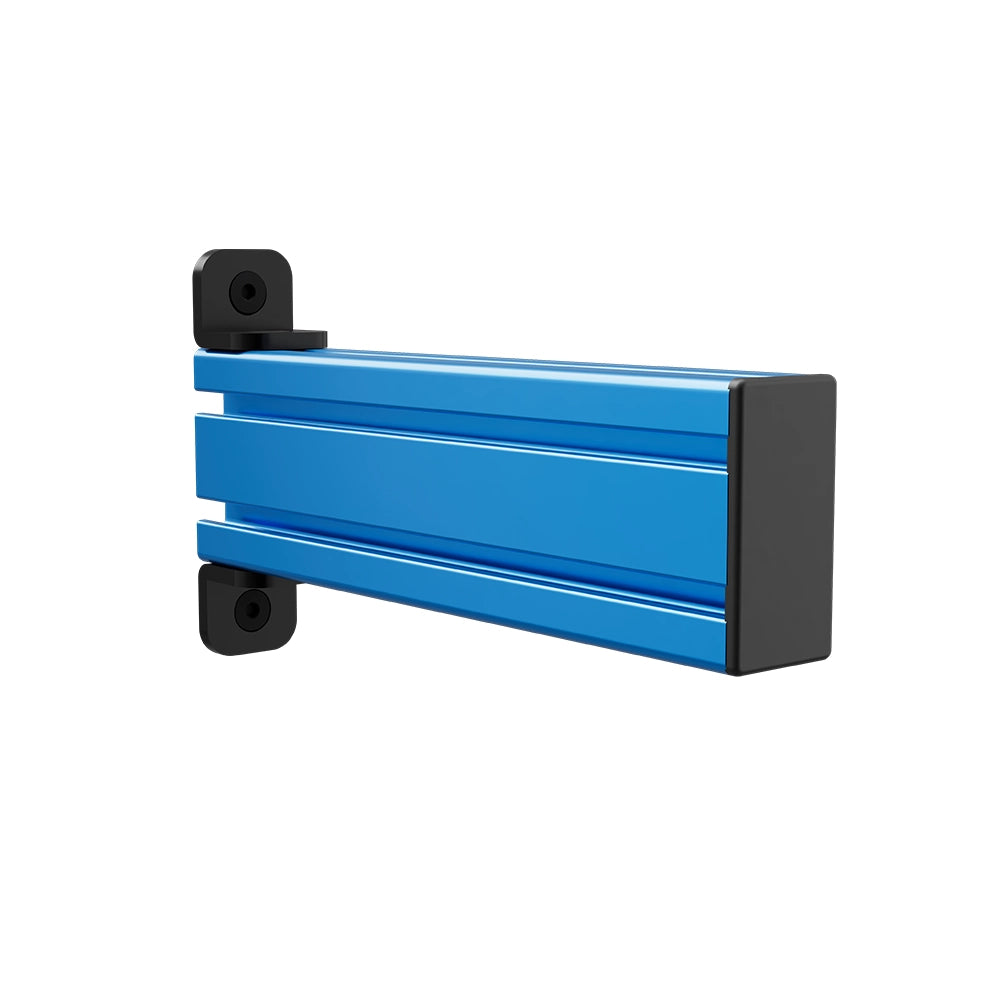 SIMGASM Core blue shifter and handbrake mounting arm, profile slots and bracket view