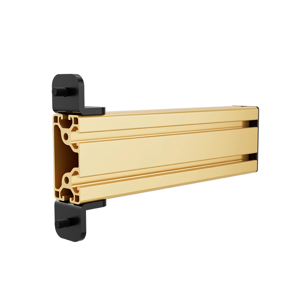 SIMGASM Core gold shifter and handbrake mounting arm, angled view with mounting brackets