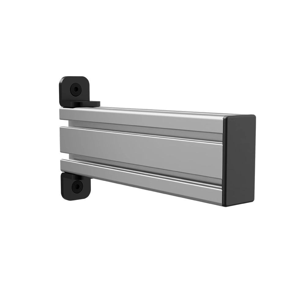 SIMGASM Core silver shifter and handbrake mounting arm, profile slots and bracket view