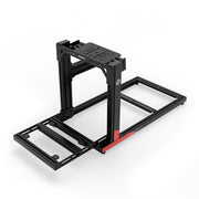 SIMGASM Hobby C40 Aichi Works aluminum cockpit in black and red with bottom wheel mount, elevated front three-quarter view.