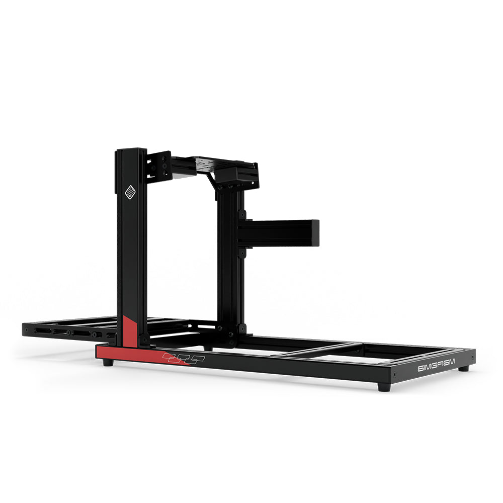 SIMGASM Hobby C40 Aichi Works aluminum cockpit in black and red with bottom wheel mount, low rear three-quarter view.