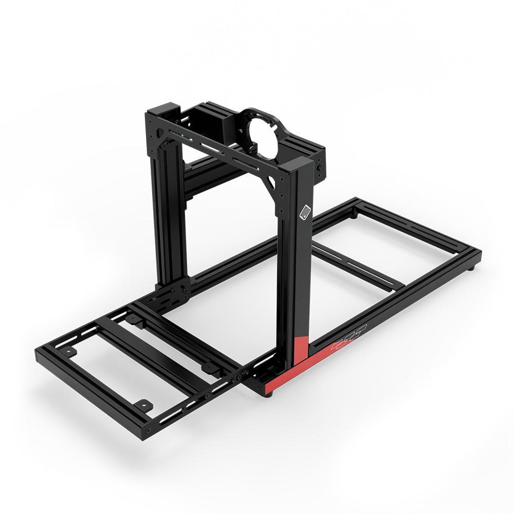 SIMGASM Hobby C40 Aichi Works aluminum cockpit in black and red with front wheel mount, elevated front three-quarter view.