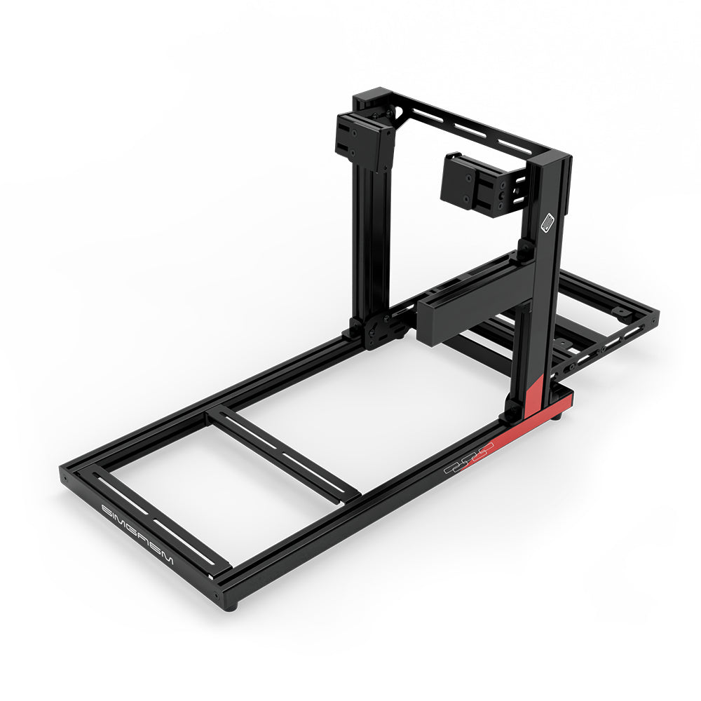 SIMGASM Hobby C40 Aichi Works aluminum cockpit in black and red with side wheel mount, elevated rear three-quarter view.