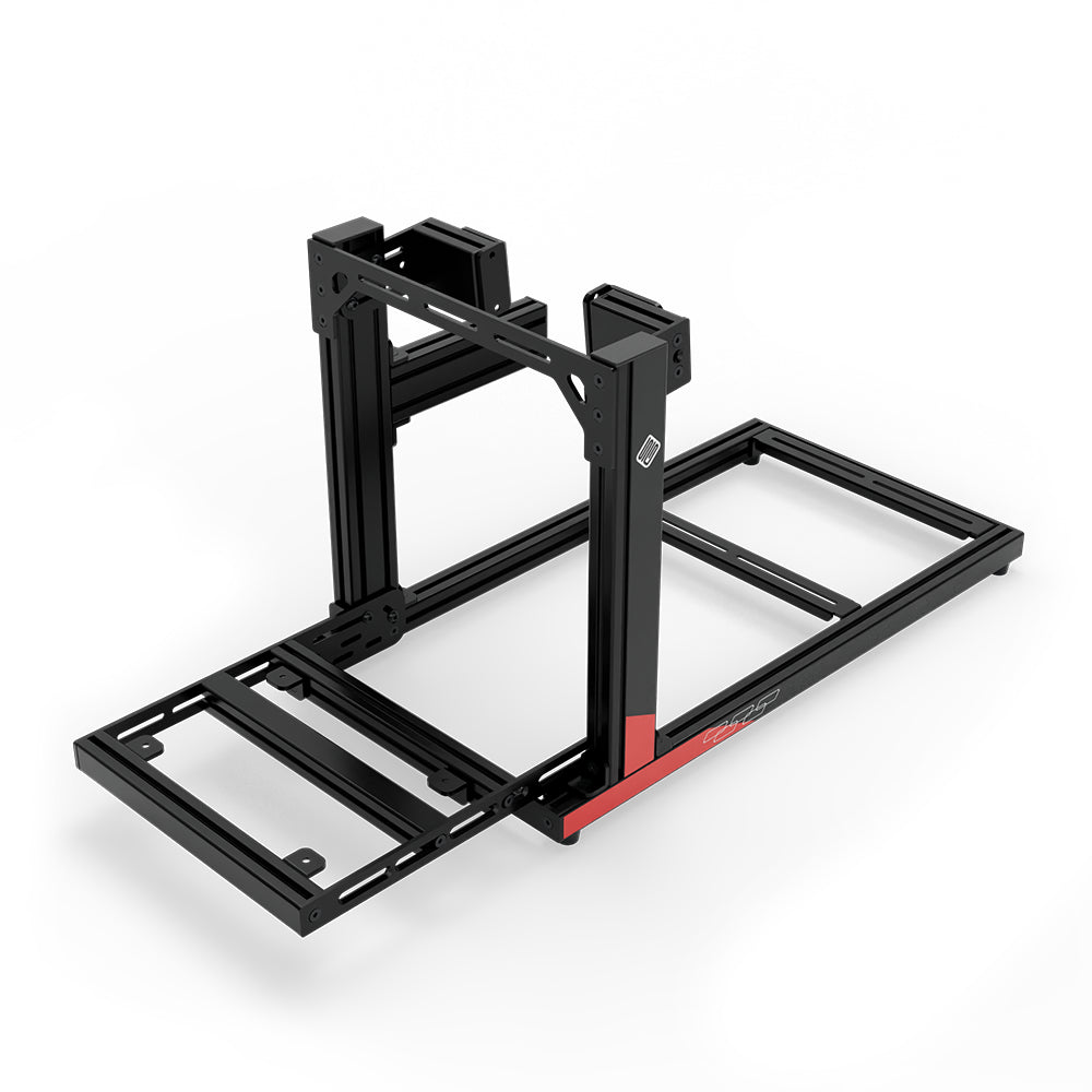 SIMGASM Hobby C40 Aichi Works aluminum cockpit in black and red with side wheel mount, elevated front three-quarter view.