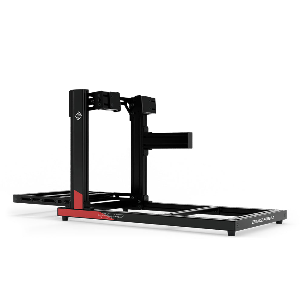 SIMGASM Hobby C40 Aichi Works aluminum cockpit in black and red with side wheel mount, low rear three-quarter view.