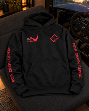 SIMGASM Push. Crash. Repeat. Hoodie - sim racing setup