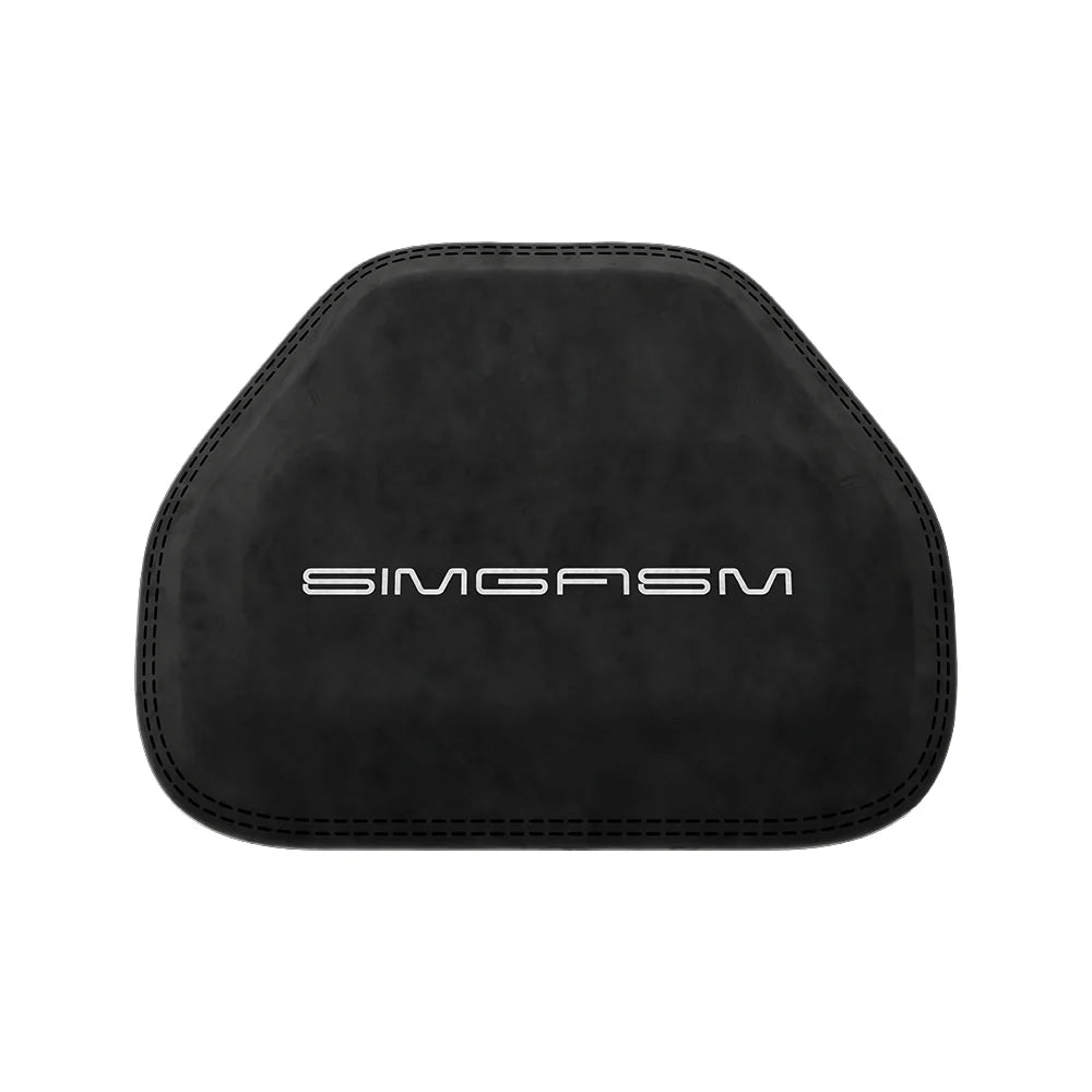 Front view of the black lumbar support cushion for the SIMGASM Atlas GT seat