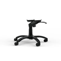 Left three-quarter view of the black SIMGASM office-chair base and tilt mechanism