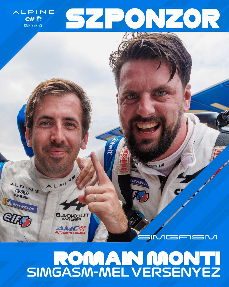 Romain Monti SIMGASM-mel versenyez - szponzori grafika