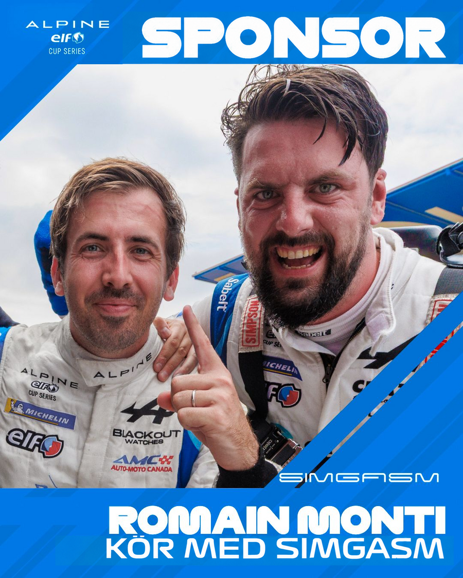 Romain Monti k�r med SIMGASM - sponsorgrafik